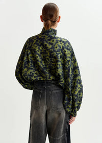 Floral Jacquard Shirt with Pussy Bow