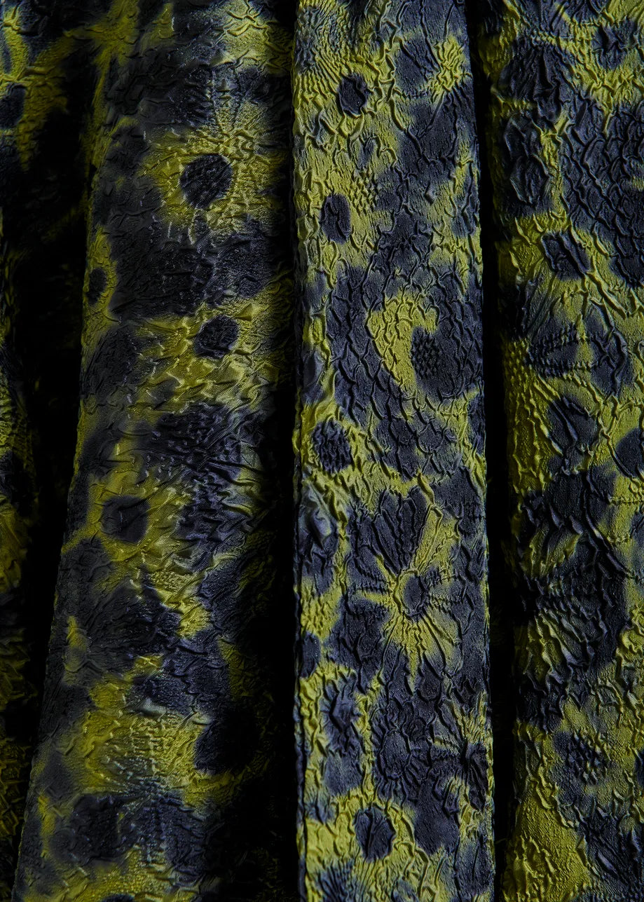 Floral Jacquard Shirt with Pussy Bow