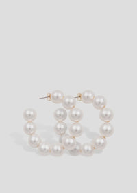 Off-White Pearl Hoop Earrings