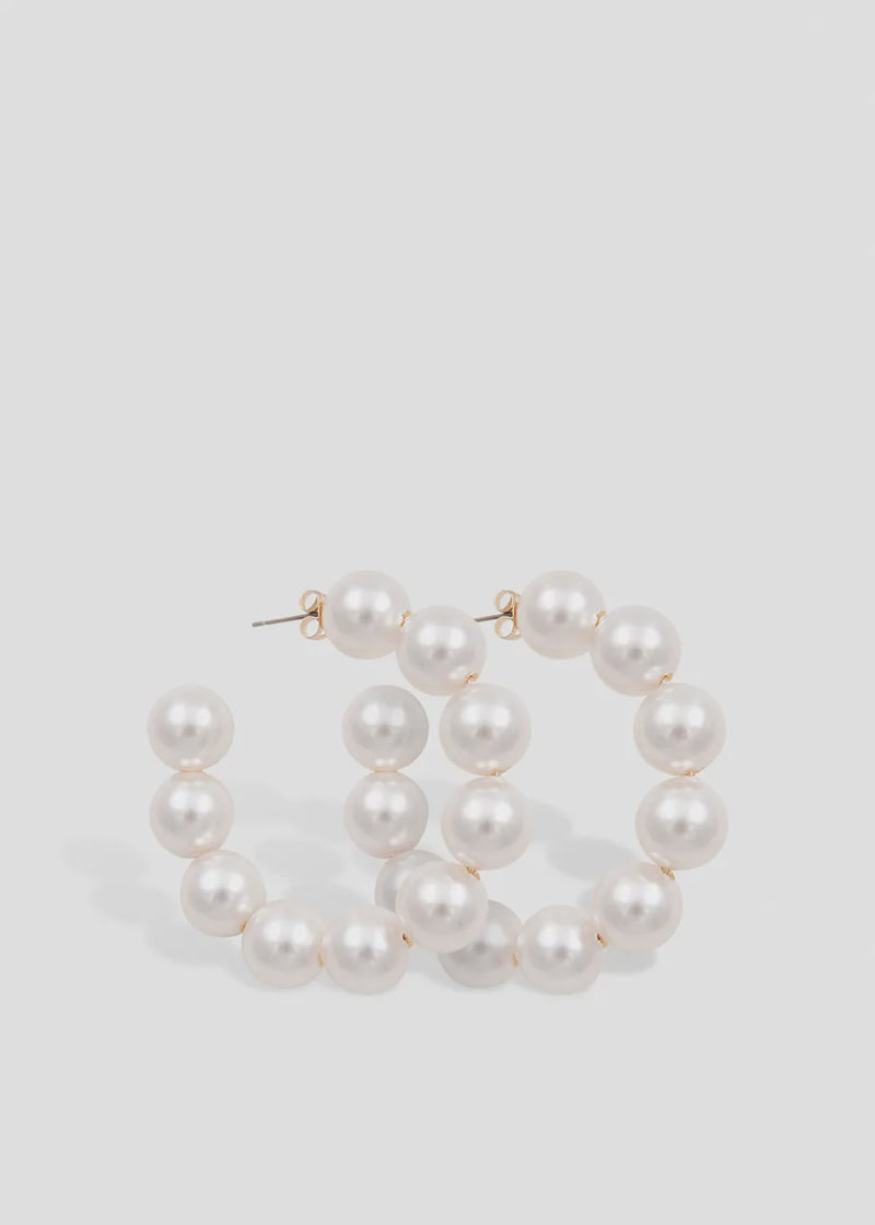 Off-White Pearl Hoop Earrings