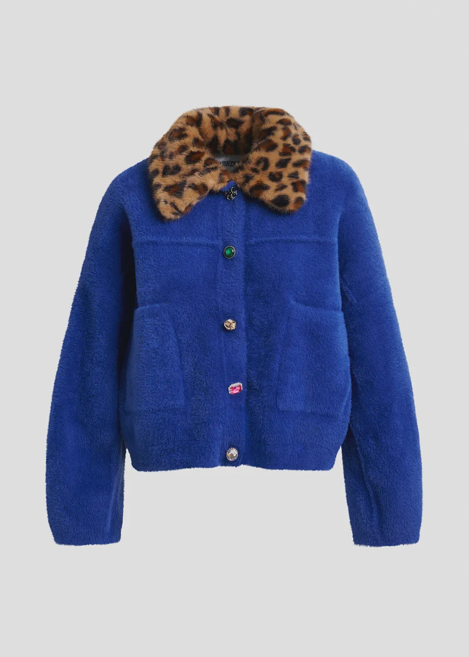 Cardigan with Removable Faux Fur Collar