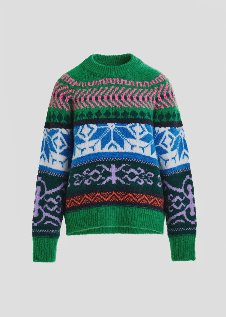 Mélange Knit Jacquard Sweater