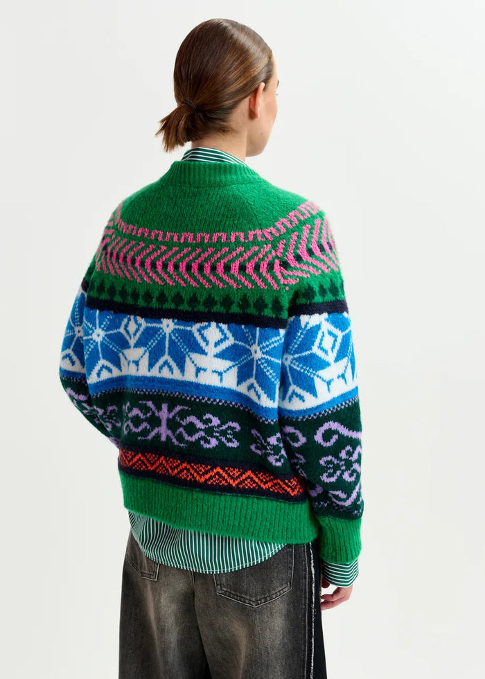 Mélange Knit Jacquard Sweater