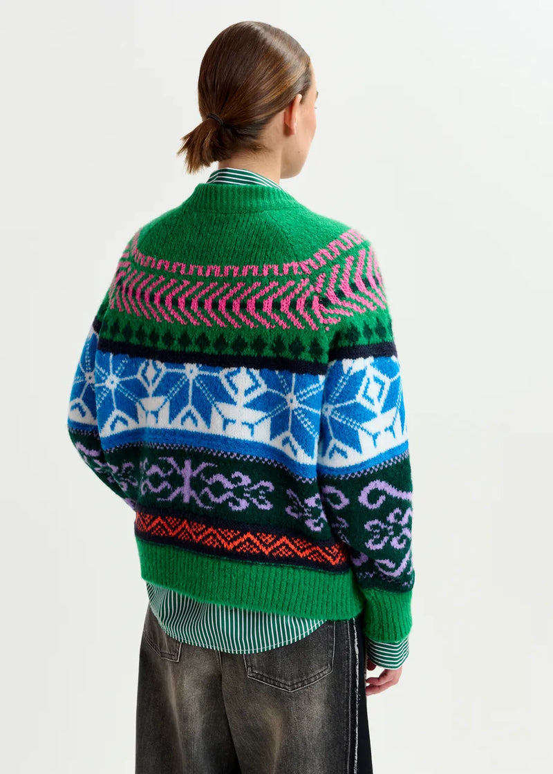 Mélange Knit Jacquard Sweater