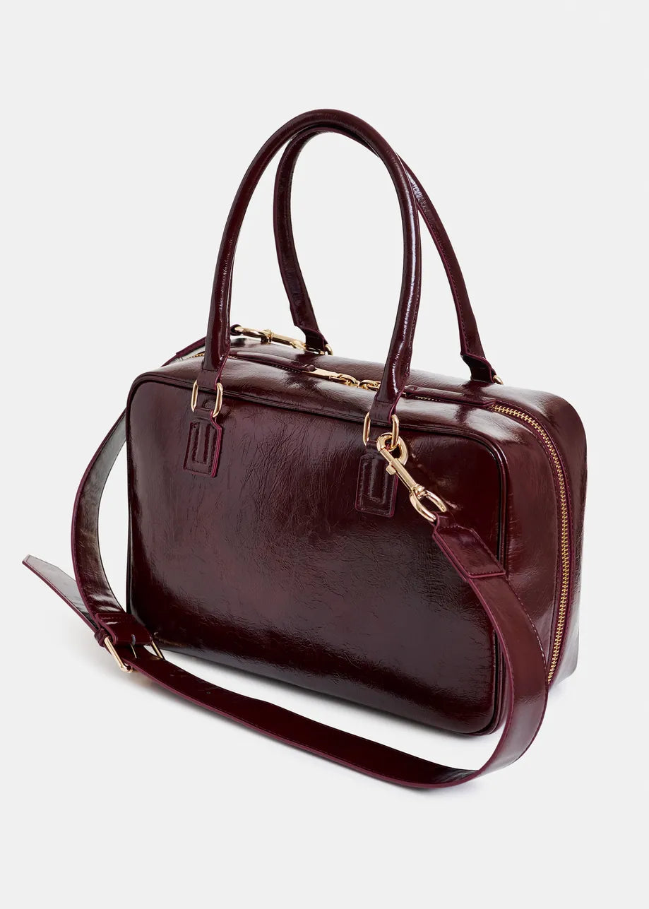Burgundy Glossy Structured Bag