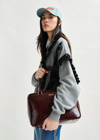 Burgundy Glossy Structured Bag
