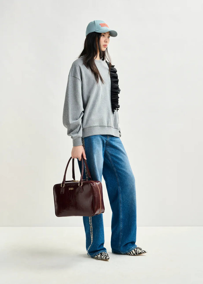 Burgundy Glossy Structured Bag