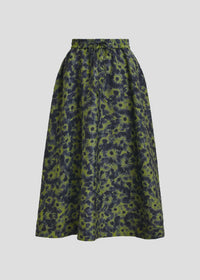 Floral-Jacquard Midi Skirt