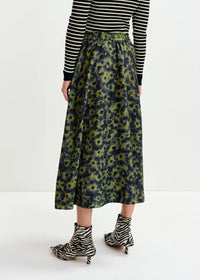 Floral-Jacquard Midi Skirt