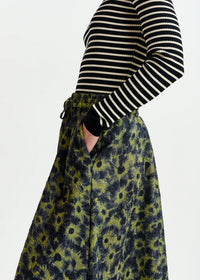 Floral-Jacquard Midi Skirt