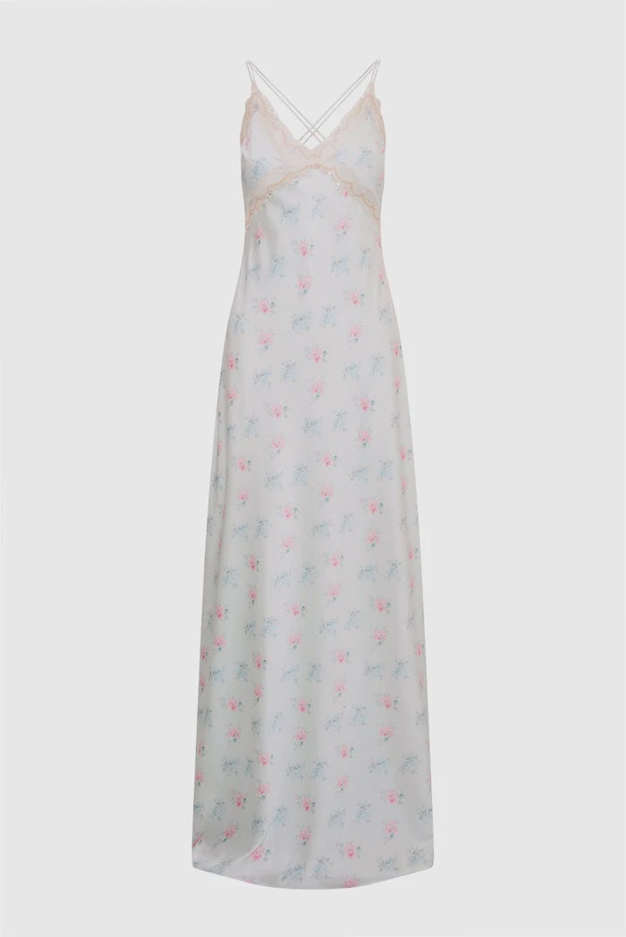 Idris Floral Satin Midi Dress