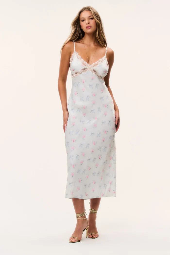 Idris Floral Satin Midi Dress
