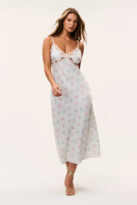 Idris Floral Satin Midi Dress