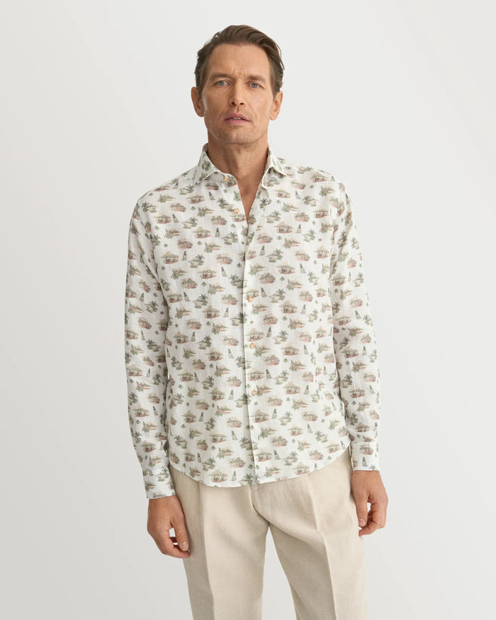 Island Print Linen Shirt