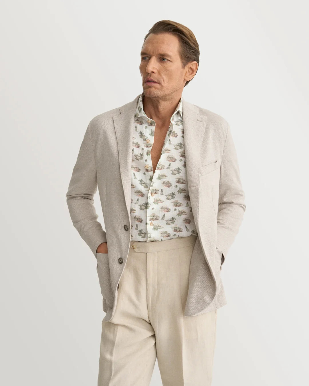 Island Print Linen Shirt