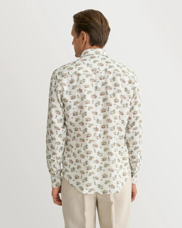 Island Print Linen Shirt
