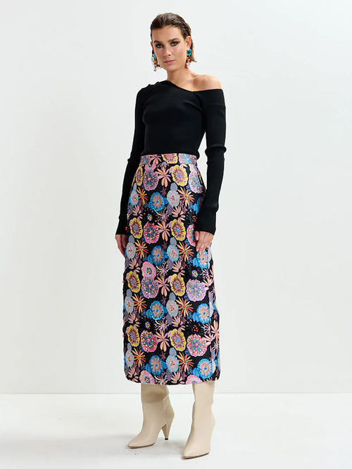 Ivy Jacquard Embellished Skirt