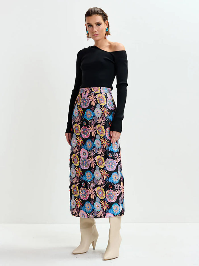 Ivy Jacquard Embellished Skirt