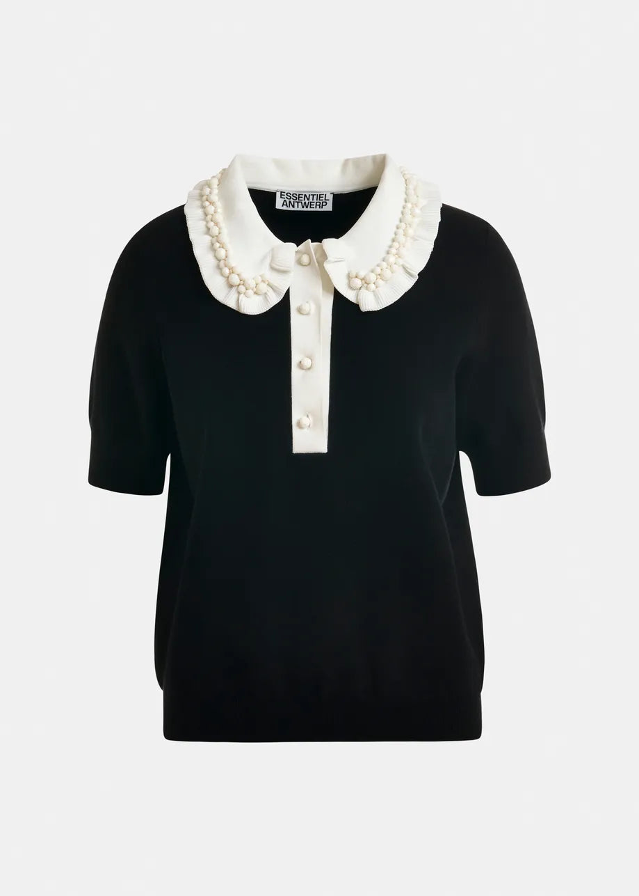 Jewelry Knit Polo Top