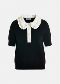 Jewelry Knit Polo Top