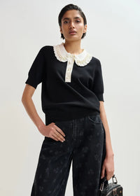 Jewelry Knit Polo Top