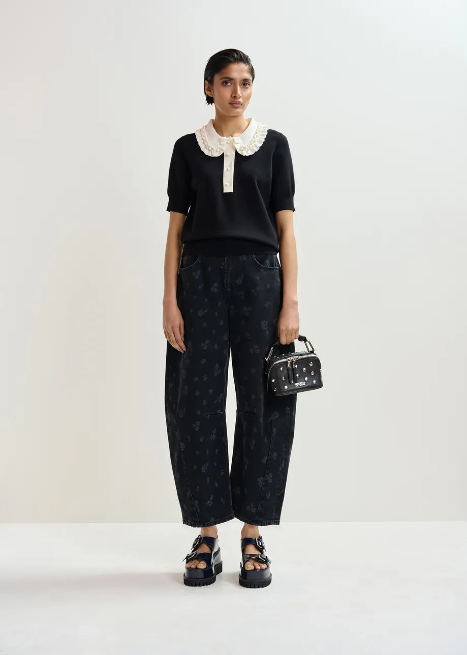 Jewelry Knit Polo Top