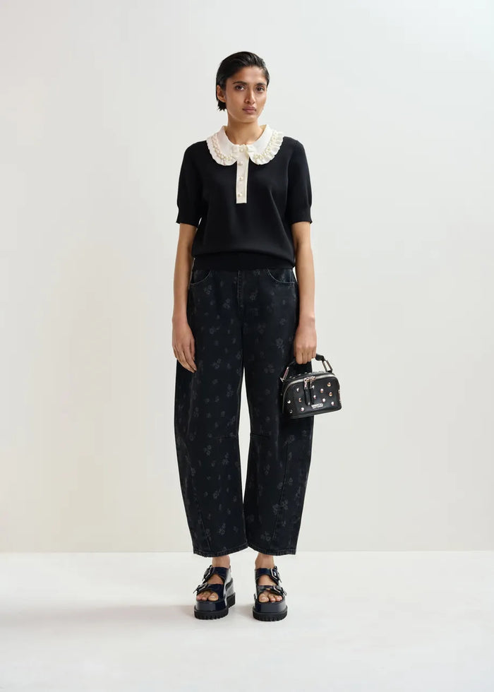 Jewelry Knit Polo Top