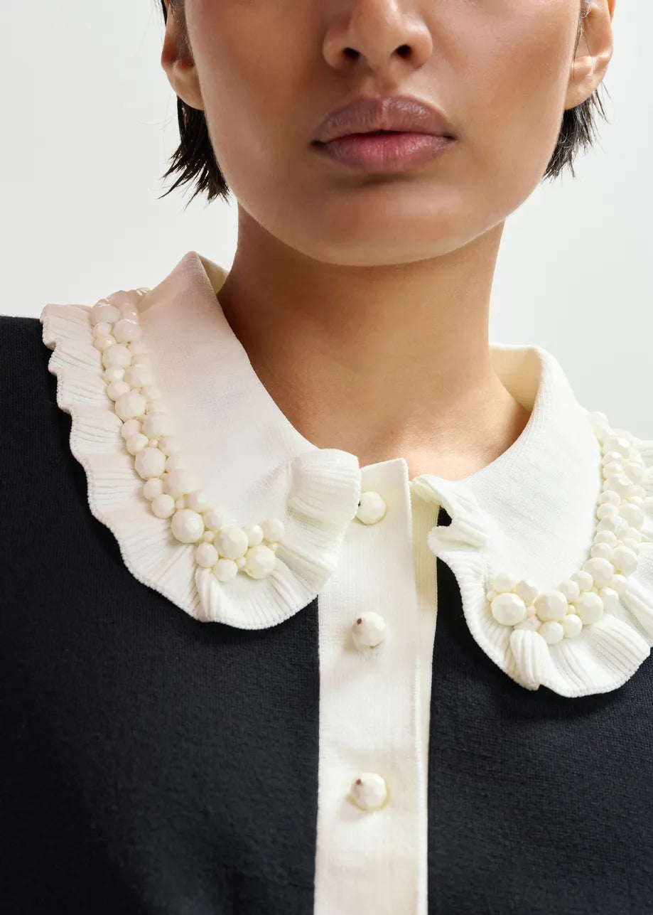 Jewelry Knit Polo Top