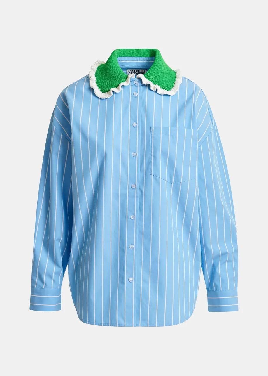 Joyful Crochet Collar Shirt