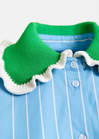 Joyful Crochet Collar Shirt