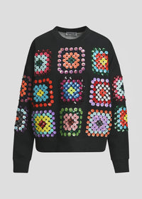 Geometric Floral-Embellished Sweatshirt