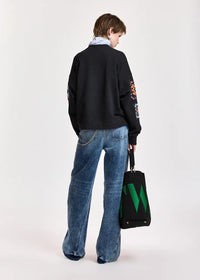 Geometric Floral-Embellished Sweatshirt