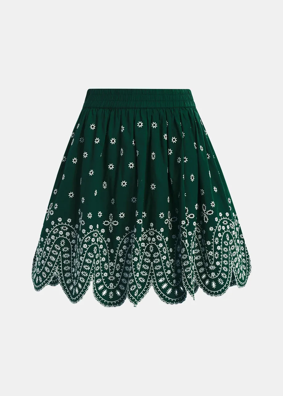 KARTER Embroidered Cotton Skirt