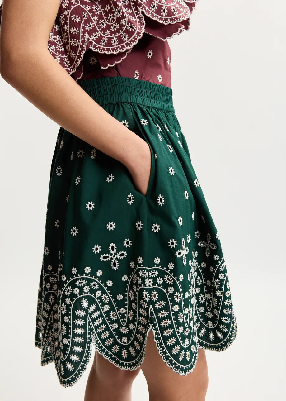 KARTER Embroidered Cotton Skirt