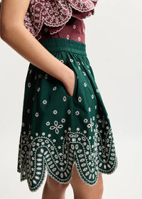 KARTER Embroidered Cotton Skirt