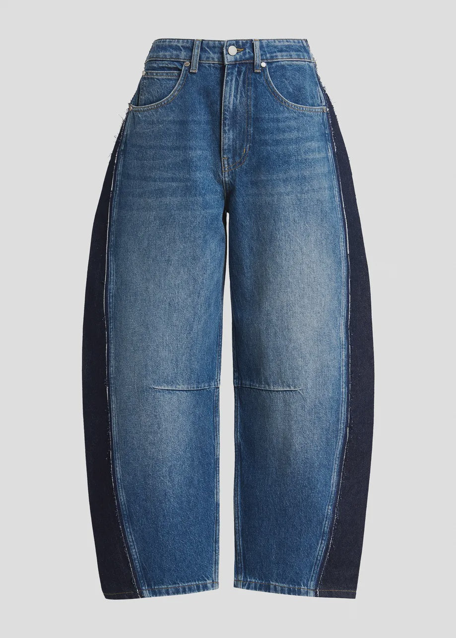 Panelled Barrel-Leg Jeans