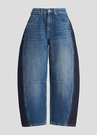 Panelled Barrel-Leg Jeans