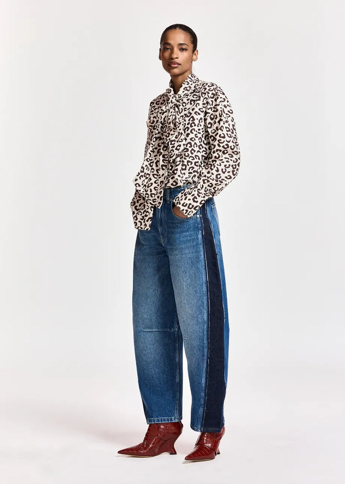 Panelled Barrel-Leg Jeans