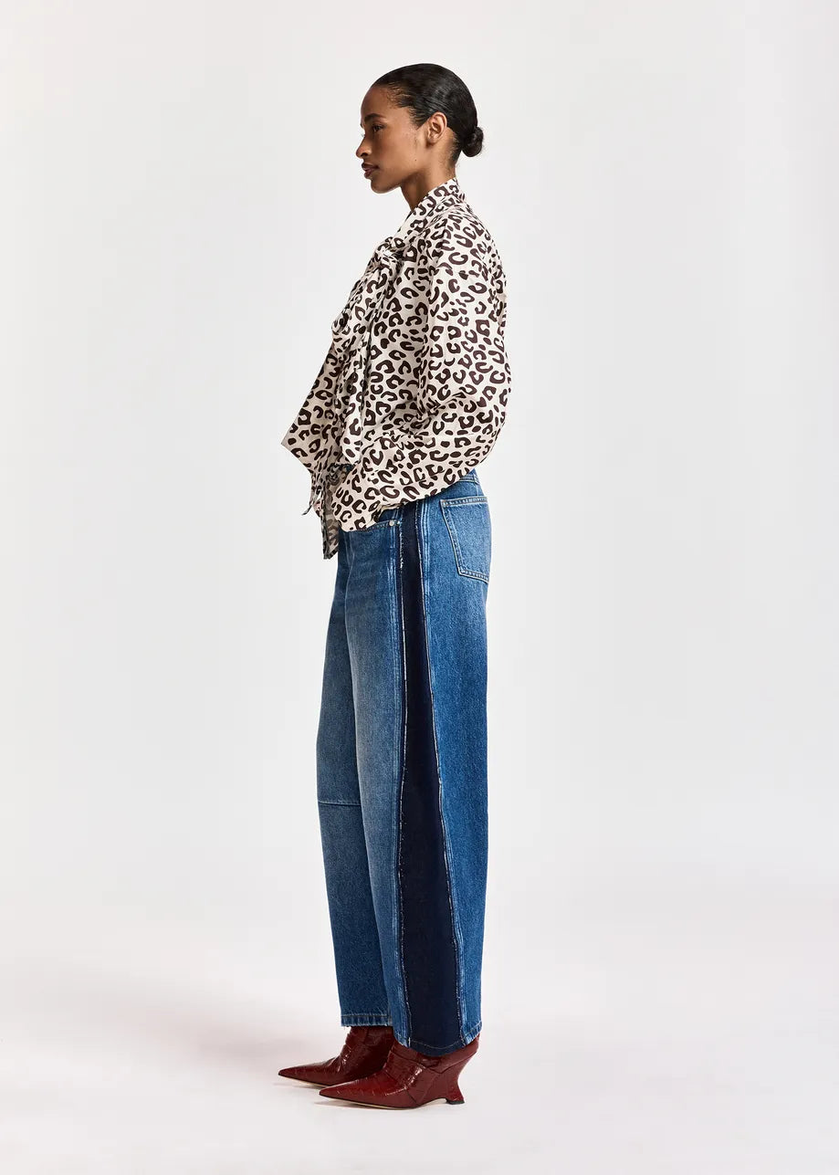 Panelled Barrel-Leg Jeans