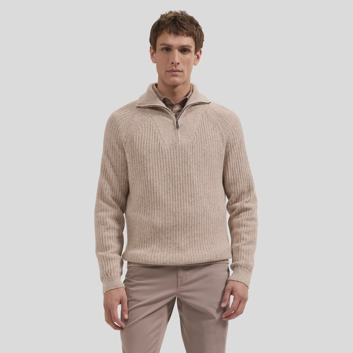 Rib-Knit Quarter-Zip Sweater