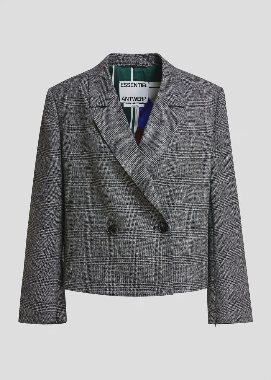 Double-Breasted Checked Blazer
