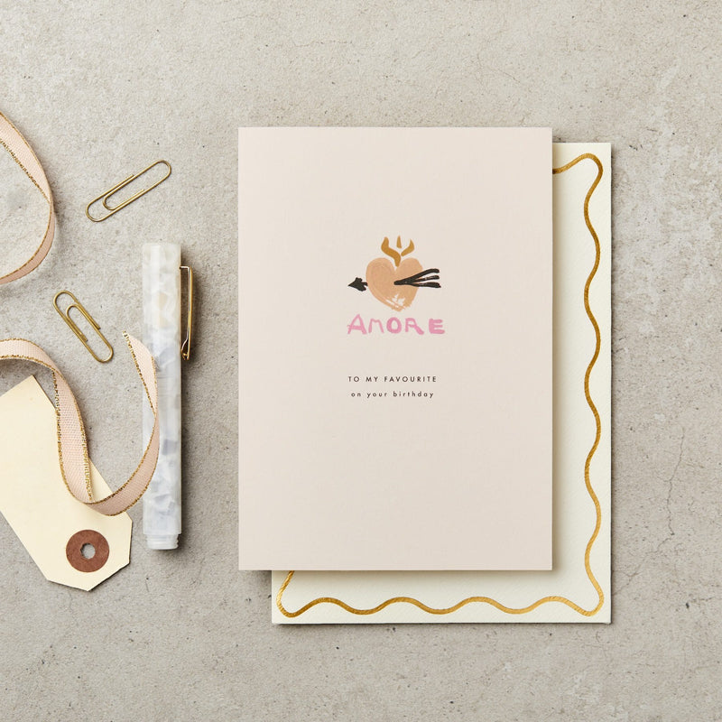 Heart Amore Pink Birthday Card