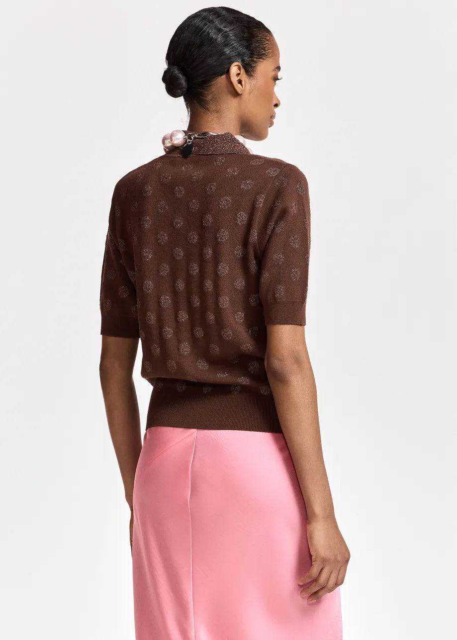 Polka-Dot Jacquard Knit Polo