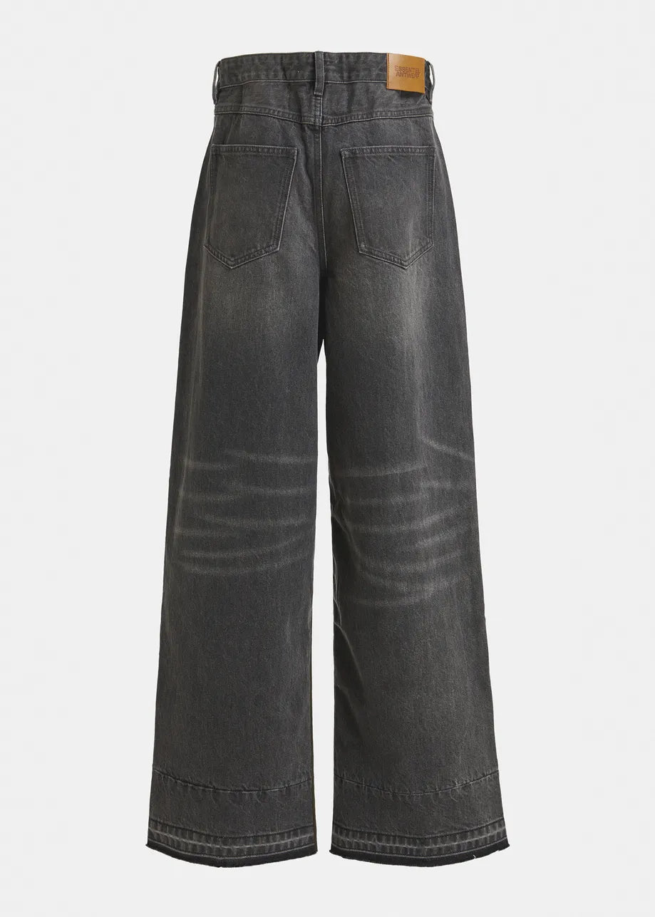 Dual-Fabric Wide-Leg Pants