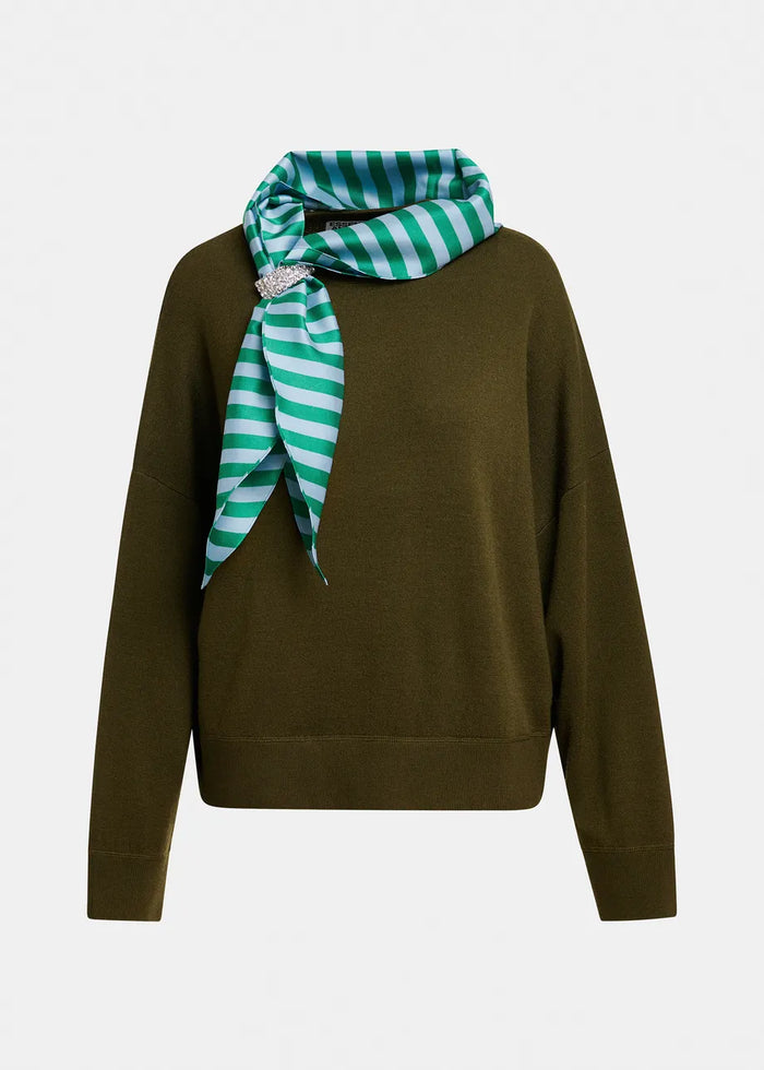 Sweater with Embellished Scarf Detail