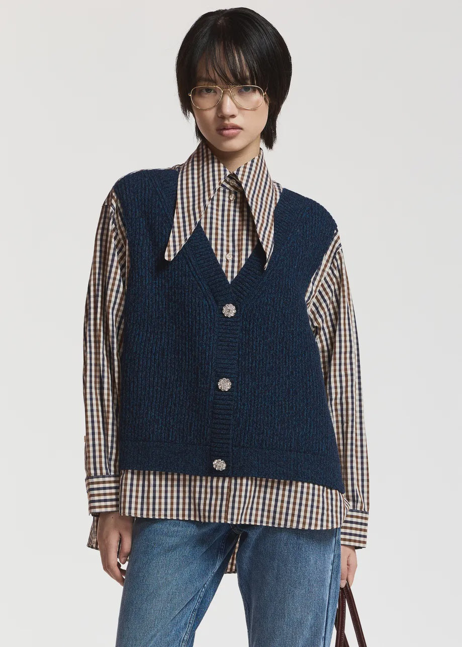 Layered Knit Vest Shirt