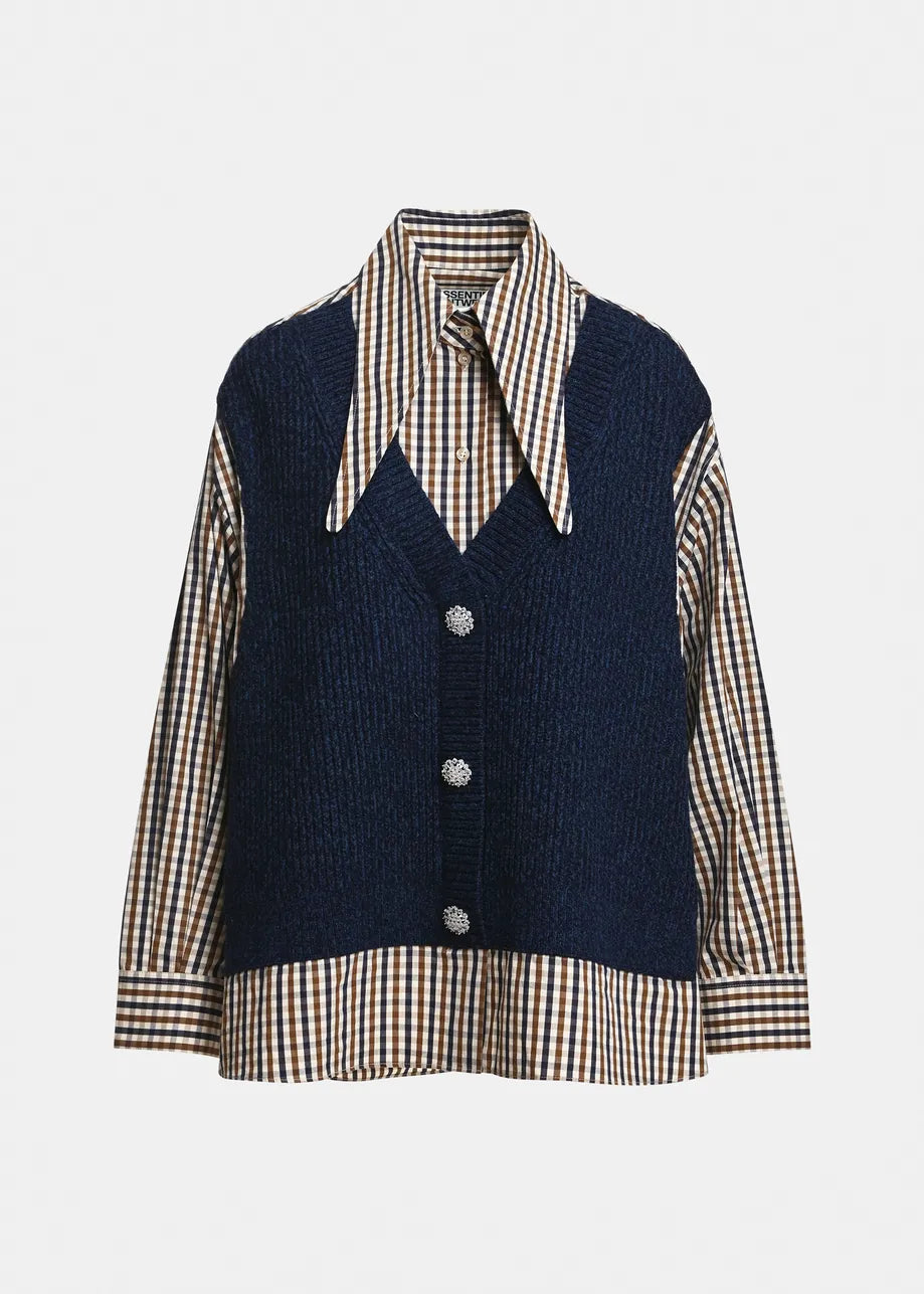 Layered Knit Vest Shirt