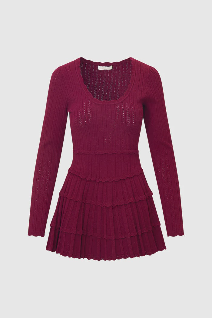 Lavender Stretch Pointelle Mini Dress