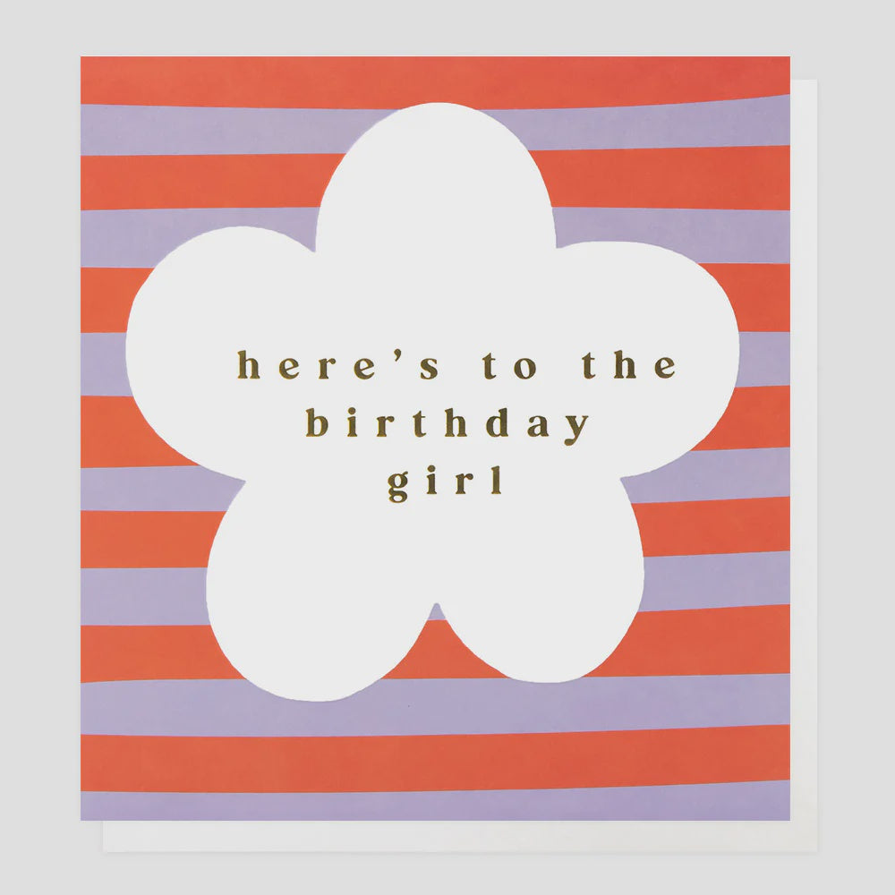 Lilac/Orange Stripe Flower Birthday Card