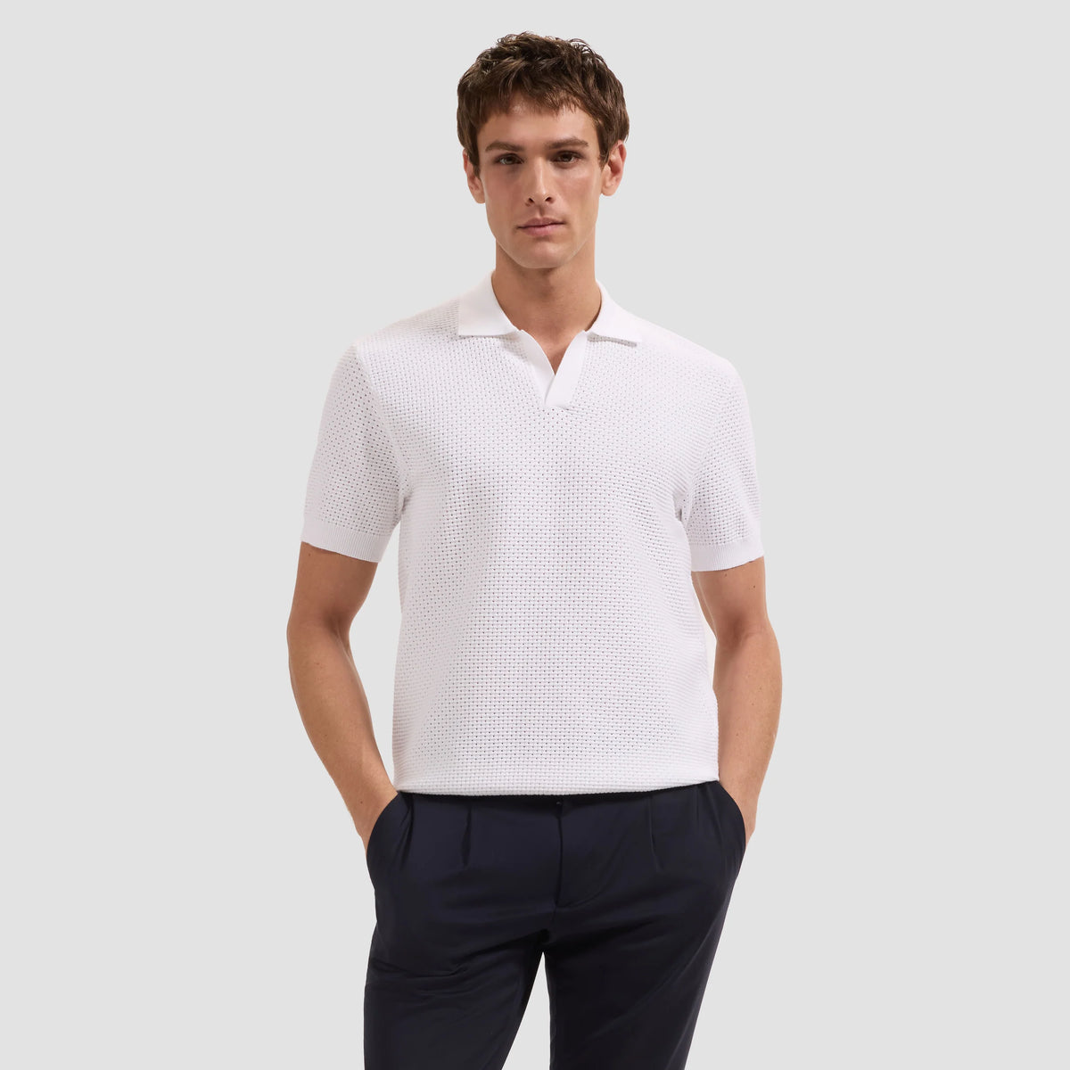 Lattice Johnny Collar Polo